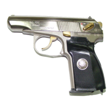 Пистолет ОООП МР-80-13Т к .45 Rubber никель, черная рукоятка с гербом