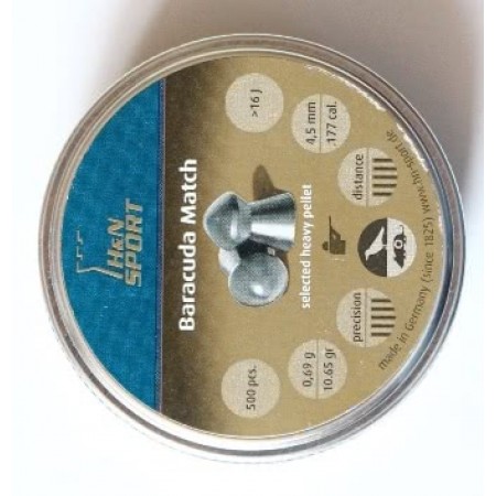 H&N Baracuda Match (500) к4,5мм 0,69г пн.пуля(10,65 гран)