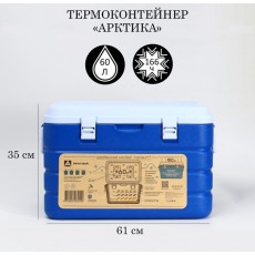 Термоконтейнер "Арктика", 60 л, 61 х 42 х 35 см, 2 ёмкости для льда, синий