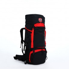 Рюкзак туристический, 90 л, отдел на шнурке, 2 наружных кармана, цвет чёрный/красный