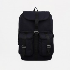 Рюкзак туристический, 55 л, отдел на шнурке, 3 наружных кармана, цвет чёрный/зелёный