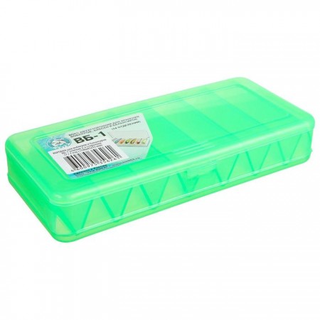 Коробка для воблеров и балансиров ВБ-1, цвет зелёный, 2-сторонняя, 7+7 отделений, 190 × 85 × 35 мм