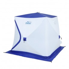 Палатка зимняя куб "СЛЕДОПЫТ", 2-х местная, 3 слоя, цвет бело-синий