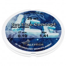 Леска монофильная ALLVEGA Ice Line Concept, диаметр 0.10 мм, тест 1.41 кг, 25 м, прозрачная