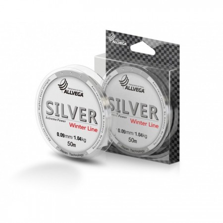 Леска монофильная ALLVEGA Silver, диаметр 0.09 мм, тест 1.04 кг, 50 м, серебристая