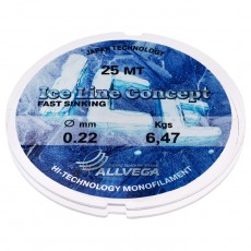 Леска монофильная ALLVEGA Ice Line Concept, диаметр 0.22 мм, тест 6.47 кг, 25 м, прозрачная 396802