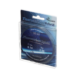 Леска монофильная ALLVEGA Fluorocarbon Hybrid, диаметр 0.14 мм, тест 2.56 кг, 30 м, флюорокарбон 65%