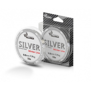 Леска монофильная ALLVEGA Silver, диаметр 0.25 мм, тест 7.71 кг, 50 м, серебристая