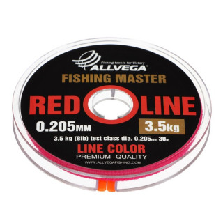 Леска монофильная ALLVEGA Fishing Master, диаметр 0.205 мм, тест 3.5 кг, 30 м, рубиновая