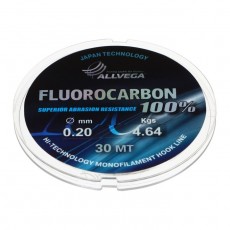 Леска монофильная ALLVEGA FX Fluorocarbon 100%, диаметр 0.20 мм, тест 4.64 кг, 30 м, прозрачная