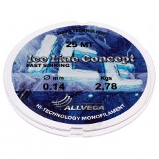 Леска монофильная ALLVEGA Ice Line Concept, диаметр 0.14 мм, тест 2.78 кг, 25 м, прозрачная
