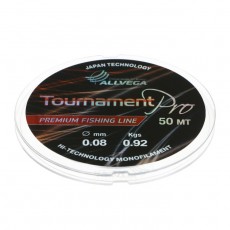 Леска монофильная ALLVEGA Tournament Pro, диаметр 0.08 мм, тест 0.92 кг, 50 м, прозрачная