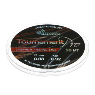 Леска монофильная ALLVEGA Tournament Pro, диаметр 0.08 мм, тест 0.92 кг, 50 м, прозрачная