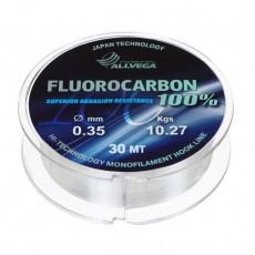 Леска монофильная ALLVEGA FX Fluorocarbon 100%, диаметр 0.35 мм, тест 10.27 кг, 30 м, прозрачная