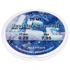 Леска монофильная ALLVEGA Ice Line Concept, диаметр 0.25 мм, тест 7.95 кг, 25 м, прозрачная