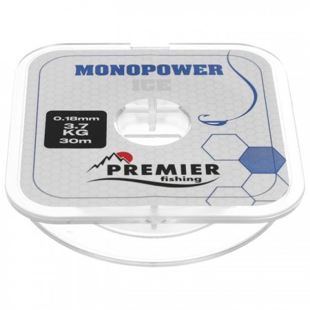 Леска PREMIER fishing MONOPOWER ICE, диаметр 0.18 мм, тест 3.7 кг, 30 м, нейлон, прозрачная