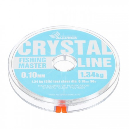 Леска монофильная ALLVEGA Fishing Master CRYSTAL, диаметр 0.10 мм тест 1.34 кг, 30 м