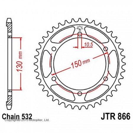 Звезда ведомая JT sprockets JTR866-47, цепь 532, 47 зубьев