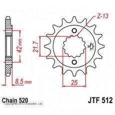 Звезда передняя, ведущая JTF512, стальная, цепь 520, 15 зубьев