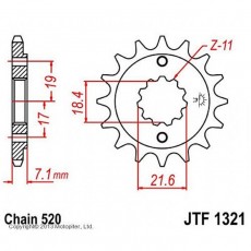 Звезда передняя, ведущая JTF1321, стальная, цепь 520, 13 зубьев