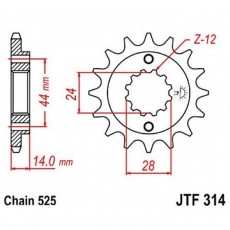 Звезда передняя ведущая JTF314 для мотоцикла, стальная, цепь 525, 15 зубьев