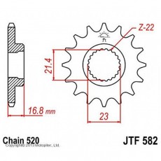 Звезда передняя ведущая JTF582 для мотоцикла, стальная, цепь 520, 16 зубьев