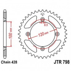 Звезда задняя ведомая JTR798 для мотоцикла стальная, цепь 428, 47 зубьев
