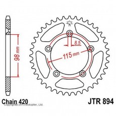 Звезда задняя ведомая JTR894 для мотоцикла стальная, цепь 420, 50 зубьев