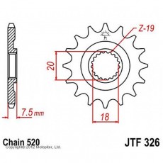 Звезда передняя, ведущая, JTF326 для мотоцикла, стальная, цепь 520, 13 зубьев