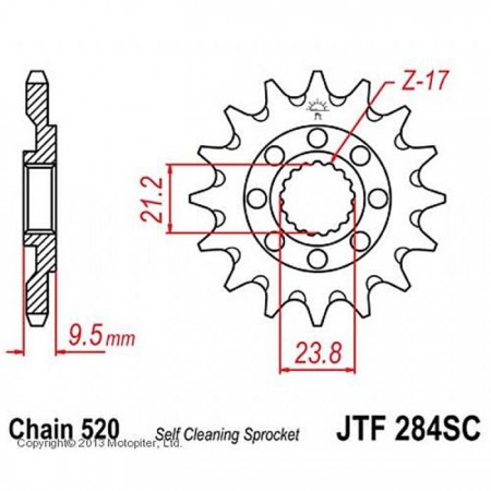 Звезда ведущая JTF284-14SC, JT sprockets, цепь 520, 14 зубьев