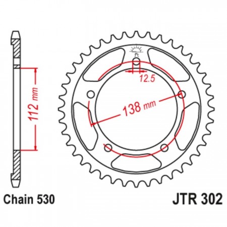 Звезда ведомая JT sprockets JTR302-45, цепь 530, 45 зубьев