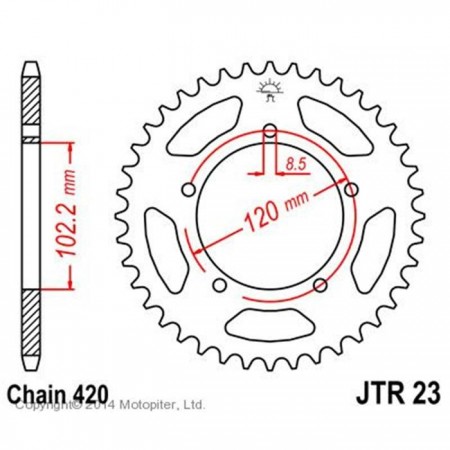 Звезда ведомая JT sprockets 23.47, цепь 420, 47 зубьев