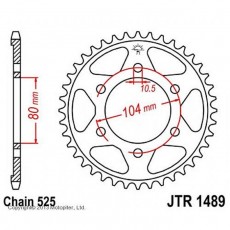 Звезда задняя, ведомая, JTR1489 для мотоцикла стальная, цепь 525, 42 зубья