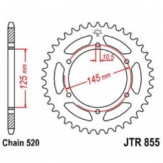 Звезда задняя, ведомая, JTR855 для мотоцикла стальная, цепь 520, 45 зубьев