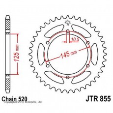 Звезда задняя, ведомая, JTR855 для мотоцикла стальная, цепь 520, 46 зубьев