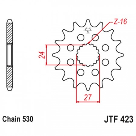 Звезда ведущая JTF423-17, JT sprockets, цепь 530, 17 зубьев