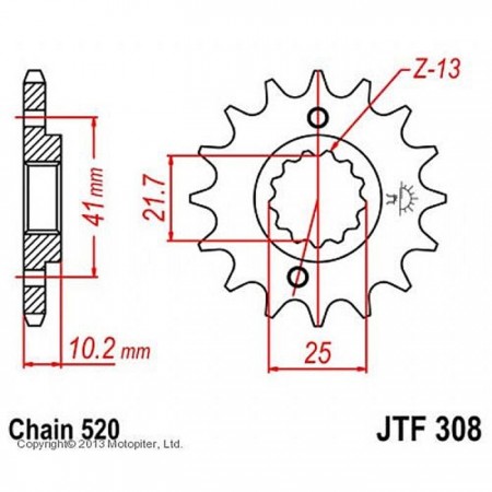 Звезда ведущая JT sprockets JTF308-14, цепь 520, 14 зубьев