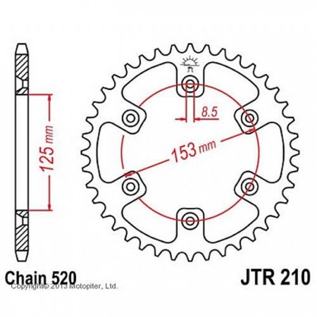 Звезда ведомая JT sprockets JTR210-46, цепь 520, 46 зубьев