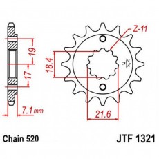 Звезда передняя, ведущая JTF1321, стальная, цепь 520, 14 зубьев