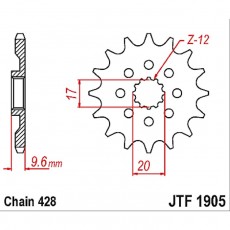Звезда передняя ведущая стальная JTF1905, цепь 428, 13 зубьев