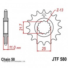 Звезда передняя, ведущая, JTF580 для мотоцикла, стальная, цепь 520, 17 зубьев