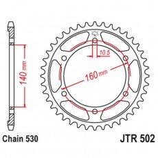 Звезда задняя (ведомая) JTR502 для мотоцикла стальная, цепь 530, 45 зубьев