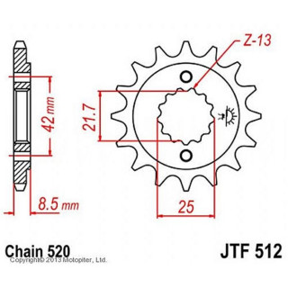 Звезда ведущая JTF512-16, JT sprockets, цепь 520, 16 зубьев