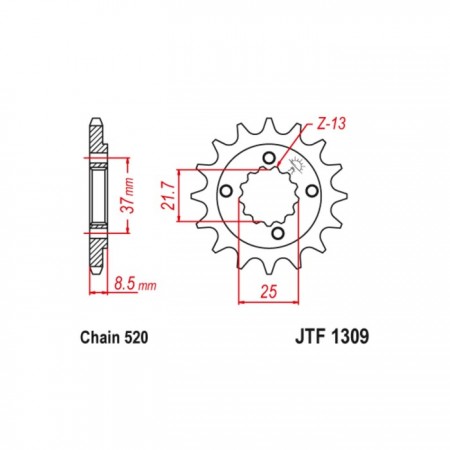 Звезда ведущая JT sprockets JTF1309-15, цепь 520, 15 зубьев