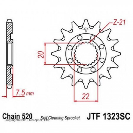 Звезда ведущая JT sprockets JTF1323-13SC, цепь 520, 13 зубьев