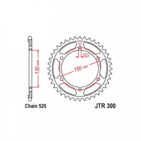 Звезда ведомая JT sprockets JTR300-43, цепь 525, 43 зубья