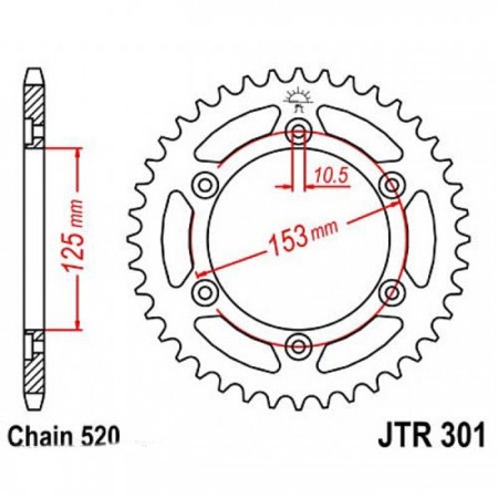 Звезда задняя, ведомая JTR301 стальная, цепь 520, 48 зубьев