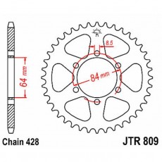 Звезда задняя ведомая для мотоцикла JTR809.49, цепь 428, 49 зубьев