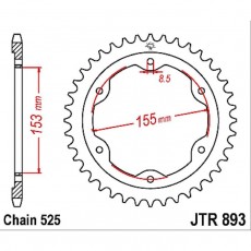 Звезда задняя ведомая стальная JTR893, цепь 525, 38 зубьев