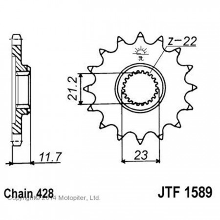 Звезда передняя ведущая для мотоцикла, стальная JTF1589, цепь 428, 19 зубьев